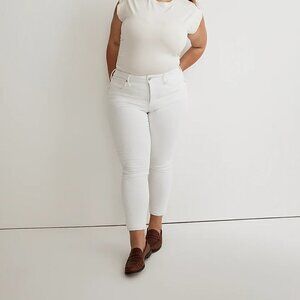 Madewell Plus 9" Mid-Rise Skinny Crop Jeans Pure White Size 16W NWT